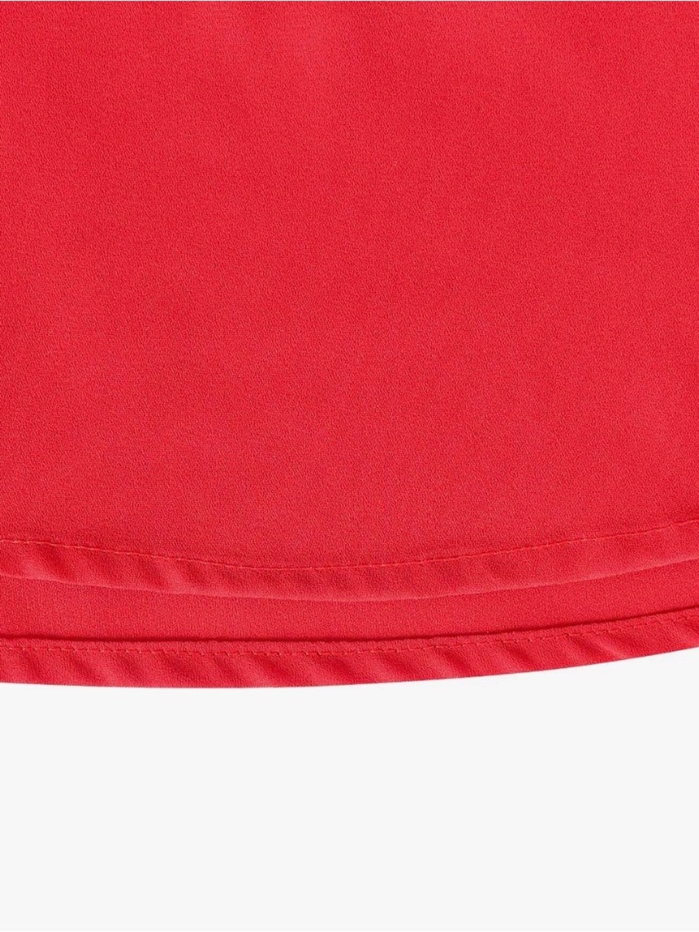 Girls' Red Lace Bodice A-Line Dress with Rhinestone Waist - Picture 6 of 6
